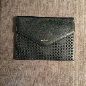 Kate Spade Black Leather Envelope Clutch